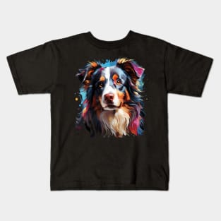 Border Collie Rainbow Kids T-Shirt